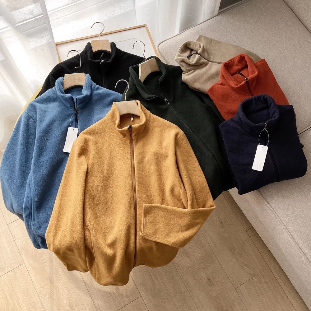 Men's Fleece Zipper Stand Collar Jacket Long Sleeve Thickened Long Sleeve Warm Jacket